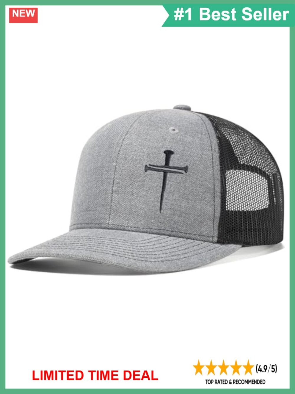 Embroidered 3 Nails Cross Trucker Hat Snapback Mesh Baseball Cap Unisex
